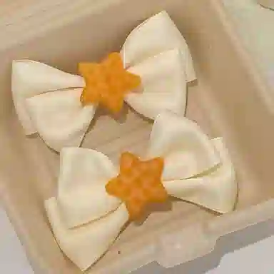 色菲尔 蕾丝蝴蝶结 纯手工蓝色米白色蕾丝蝴蝶结韩版气质刘海边夹半扎后脑勺马尾夹 布艺 发夹 女款