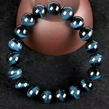 色菲尔 蓝色新中式国潮帅气潮酷小众设计 诸事顺利转运旺事业学业招财盘玩气质#好运手饰 虎眼石 手串 男款