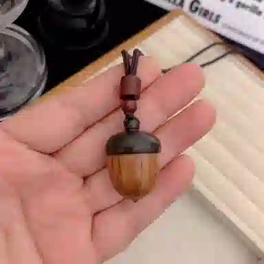 【好运松果】 色菲尔 卡通许愿瓶 民族风复古萌趣森系少女可爱小众设计时尚日常通勤学生约会百搭#锁骨链毛衣链 檀木 项链 男女同款情侣款