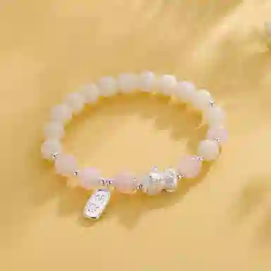 【公主请发财】 色菲尔 招财貔貅渐变粉色原生态算盘珠手链 菩提根 手串 男女同款情侣款