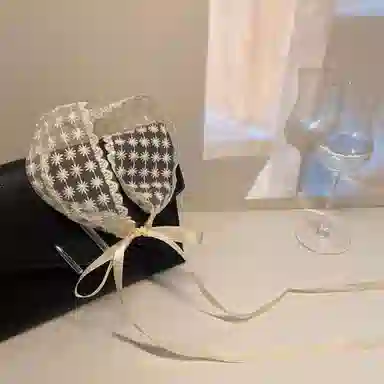 色菲尔 刺绣蕾丝花边  法式蕾丝刺绣头巾小丝巾白色发箍春游飘带绑发头箍高级感编 布艺 发带 女款