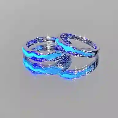 【S999银 免费刻字】 色菲尔 光年之境发光极光款 不规则纹理系列锡箔质感开口可调对戒 足银 戒指 男女同款情侣款