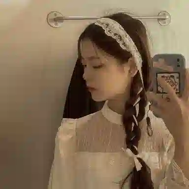 色菲尔 刺绣蕾丝花边  法式蕾丝刺绣头巾小丝巾白色发箍春游飘带绑发头箍高级感编 布艺 发带 女款