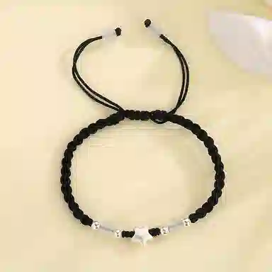 【S999纯银星星】 色菲尔 新中式可爱个性手链 小清新甜美韩式国风好运转运珠时尚简约通勤日常百搭可调节 织物 手绳 男女同款情侣款