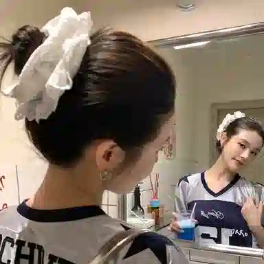 色菲尔 大肠法式复古大肠高级感温柔慵懒白色黑色镂空头花韩系 蕾丝/布艺 发圈/头绳 女款