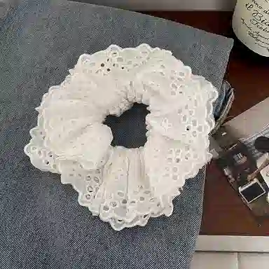 色菲尔 大肠法式复古大肠高级感温柔慵懒白色黑色镂空头花韩系 蕾丝/布艺 发圈/头绳 女款