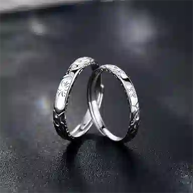 【S999银 免费刻字】 色菲尔 烟花蝴蝶小众设计轻奢精致素圈开口可调节表白对戒#好运 足银 戒指 男女同款情侣款