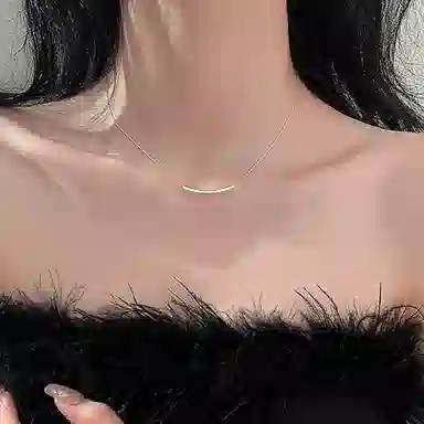 【999纯银】 色菲尔 韩式微笑弯管锁骨链 优雅简约高级感小清新小众设计个性几何时尚日常通勤百搭可调节配饰 足银 项链 女款