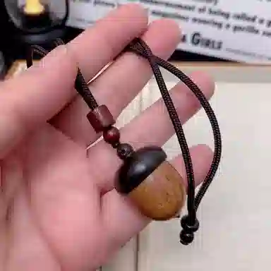 【好运松果】 色菲尔 卡通许愿瓶 民族风复古萌趣森系少女可爱小众设计时尚日常通勤学生约会百搭#锁骨链毛衣链 檀木 项链 男女同款情侣款