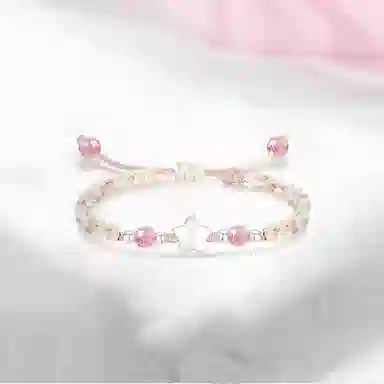 【S999纯银星星】 色菲尔 新中式可爱个性手链 小清新甜美韩式国风好运转运珠时尚简约通勤日常百搭可调节 织物 手绳 男女同款情侣款