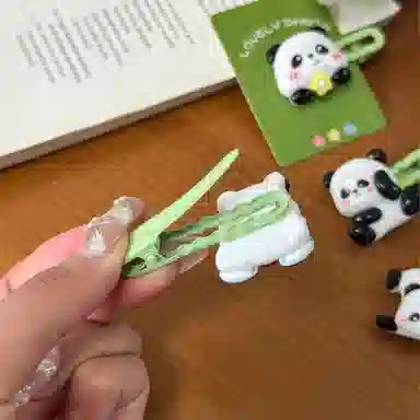 色菲尔 可爱熊猫小公主头前额侧边刘海夹子后脑勺盘发气质 树脂 发夹 女款