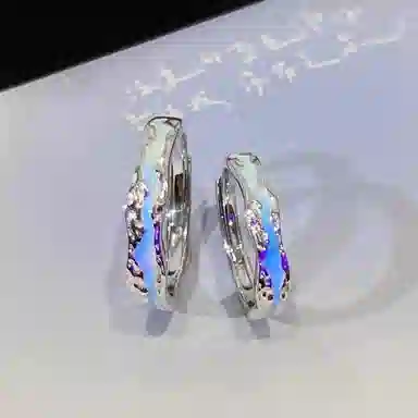 【S999银 免费刻字】 色菲尔 光年之境发光极光款 不规则纹理系列锡箔质感开口可调对戒 足银 戒指 男女同款情侣款