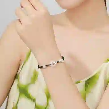 【S999足银貔貅】 色菲尔 新中式平安扣 时尚国风国潮小众设计 平安顺遂 日常通勤约会百搭可调节手饰#好运 织物 手绳 男女同款情侣款