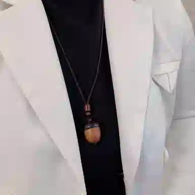 【好运松果】 色菲尔 卡通许愿瓶 民族风复古萌趣森系少女可爱小众设计时尚日常通勤学生约会百搭#锁骨链毛衣链 檀木 项链 男女同款情侣款