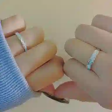 【S999银 免费刻字】 色菲尔 光年之境发光极光款 不规则纹理系列锡箔质感开口可调对戒 足银 戒指 男女同款情侣款