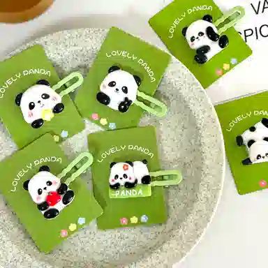 色菲尔 可爱熊猫小公主头前额侧边刘海夹子后脑勺盘发气质 树脂 发夹 女款