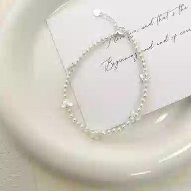 【S925银 赠含金贴纸】 色菲尔 韩式蝴蝶珍珠 轻奢复古小众设计精致气质优雅氛围感温柔日常约会通勤百搭可调节#好运 银 手链 女款