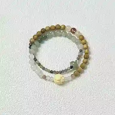 【招财进宝】 色菲尔 新中式莲花双圈叠戴 国潮简单百搭小众高级感设计转运平步青云步步高升学生通勤好运 檀木 手串 男女同款情侣款