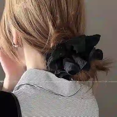 色菲尔 大肠法式复古大肠高级感温柔慵懒白色黑色镂空头花韩系 蕾丝/布艺 发圈/头绳 女款