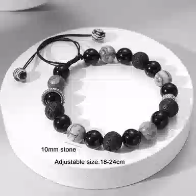 【霸气炫酷 赠含金贴纸】 色菲尔 醒狮新中式国潮学生转运珠细腻光洁质感性张力硬汉爸爸男友手饰#好运 黑曜石 手串 男女同款情侣款