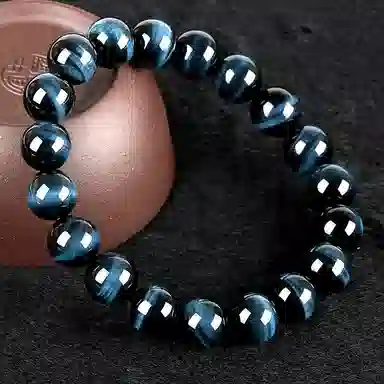 色菲尔 蓝色新中式国潮帅气潮酷小众设计 诸事顺利转运旺事业学业招财盘玩气质#好运手饰 虎眼石 手串 男款