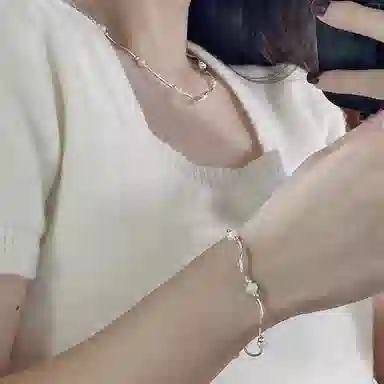 【S925银 赠含金贴纸】 色菲尔 法式韩式优雅复古 简约淡雅高级甜美小众个性轻奢高级气质设计感精致百搭可调节手饰 银 手链 女款