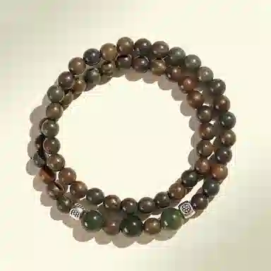 【玉石转运珠】 色菲尔 国潮双圈文玩 可盘玩手持小众叠戴 招福事业顺利新中式八方来财时尚日常通勤百搭#好运 檀木 手串 男女同款情侣款