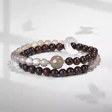 【静心沉气】 色菲尔 新中式叠戴双圈珠串 优雅如意平安扣高级设计通勤百搭学生盘玩转运招财纳福#好运 鸡翅木 手串 男女同款情侣款