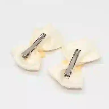 色菲尔 蕾丝蝴蝶结 纯手工蓝色米白色蕾丝蝴蝶结韩版气质刘海边夹半扎后脑勺马尾夹 布艺 发夹 女款