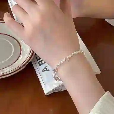 【S925银 赠含金贴纸】 色菲尔 韩式蝴蝶珍珠 轻奢复古小众设计精致气质优雅氛围感温柔日常约会通勤百搭可调节#好运 银 手链 女款