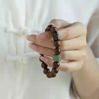 【时来运转】 色菲尔 国潮醒狮串珠 小众设计新中式时尚纹理复古文玩转运珠学生霸气招财平安日常通勤盘玩好运 檀木 手串 男女同款情侣款