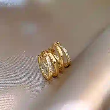 色菲尔 韩式双层素圈 简约气质高级感养耳洞小众冷淡风时尚百搭 合金 耳环 男女同款情侣款