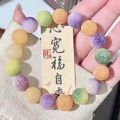 色菲尔 六字箴言串珠学生绕指柔雕刻盘玩佛珠念珠 菩提根 手串 男女同款情侣款