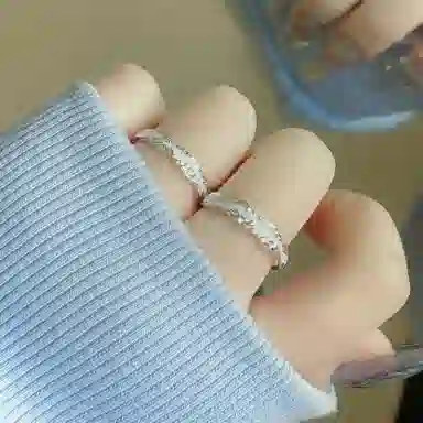 【S999银 免费刻字】 色菲尔 光年之境发光极光款 不规则纹理系列锡箔质感开口可调对戒 足银 戒指 男女同款情侣款