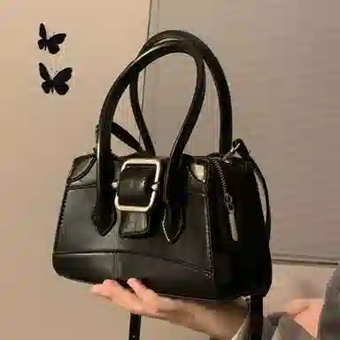 爱尔绅特 高级感通勤小众设计少女 人造革 手提包 常规 女 粉色/黑色