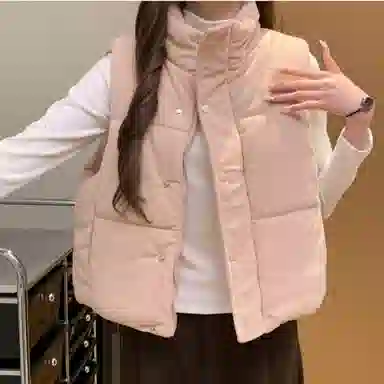 柏黛妃 加棉韩国纯色立领通勤马甲棉服 女款