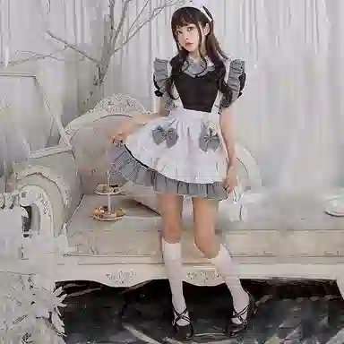 柏黛妃 合身适中泡泡袖短袖连衣裙 女款