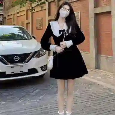 柏黛妃 简约通勤舒适长袖连衣裙 女款