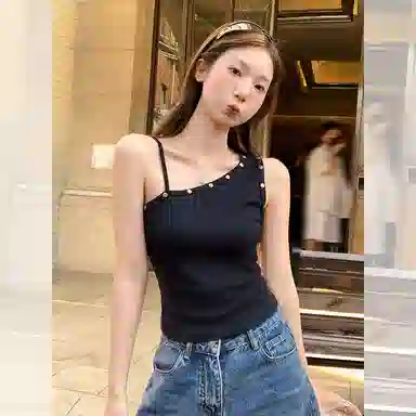 柏黛妃 斜肩不规则修身简约舒适背心 女款