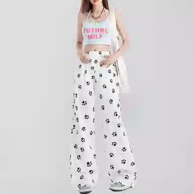 柏黛妃 可爱小个子宽松直筒阔腿裤休闲裤 女款