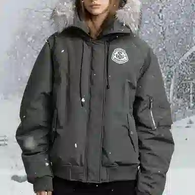 柏黛妃 连帽毛领派克保暖高端大气棉服 女款