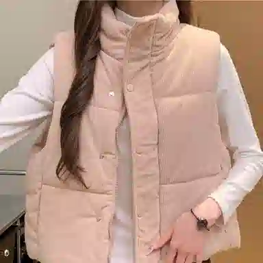 柏黛妃 加棉韩国纯色立领通勤马甲棉服 女款
