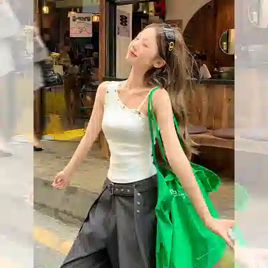 柏黛妃 斜肩不规则修身简约舒适背心 女款