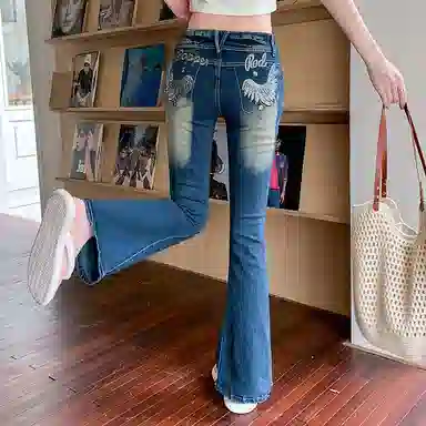 柏黛妃 美式设计感个性长裤牛仔裤 女款