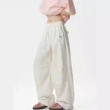 柏黛妃 满印中腰适中宽松阔腿休闲裤 女款