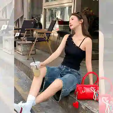 柏黛妃 斜肩不规则修身简约舒适背心 女款