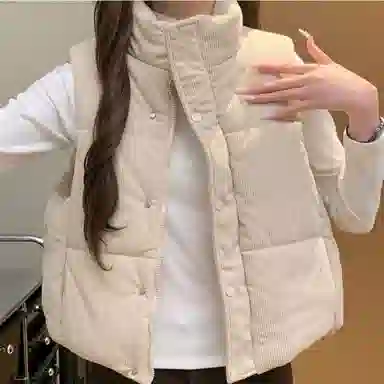 柏黛妃 加棉韩国纯色立领通勤马甲棉服 女款