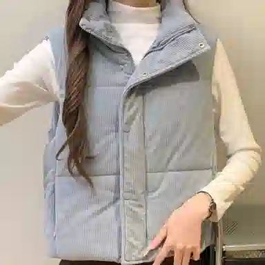 柏黛妃 加棉韩国纯色立领通勤马甲棉服 女款