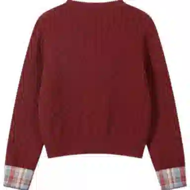 柏黛妃 假两件学院风格子设计感针织衫 女款