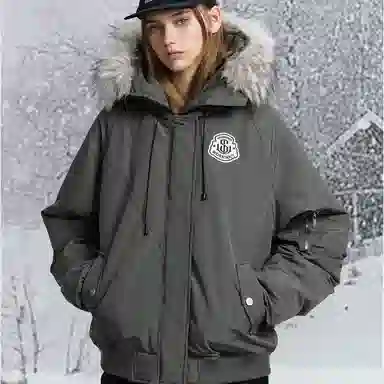 柏黛妃 连帽毛领派克保暖高端大气棉服 女款